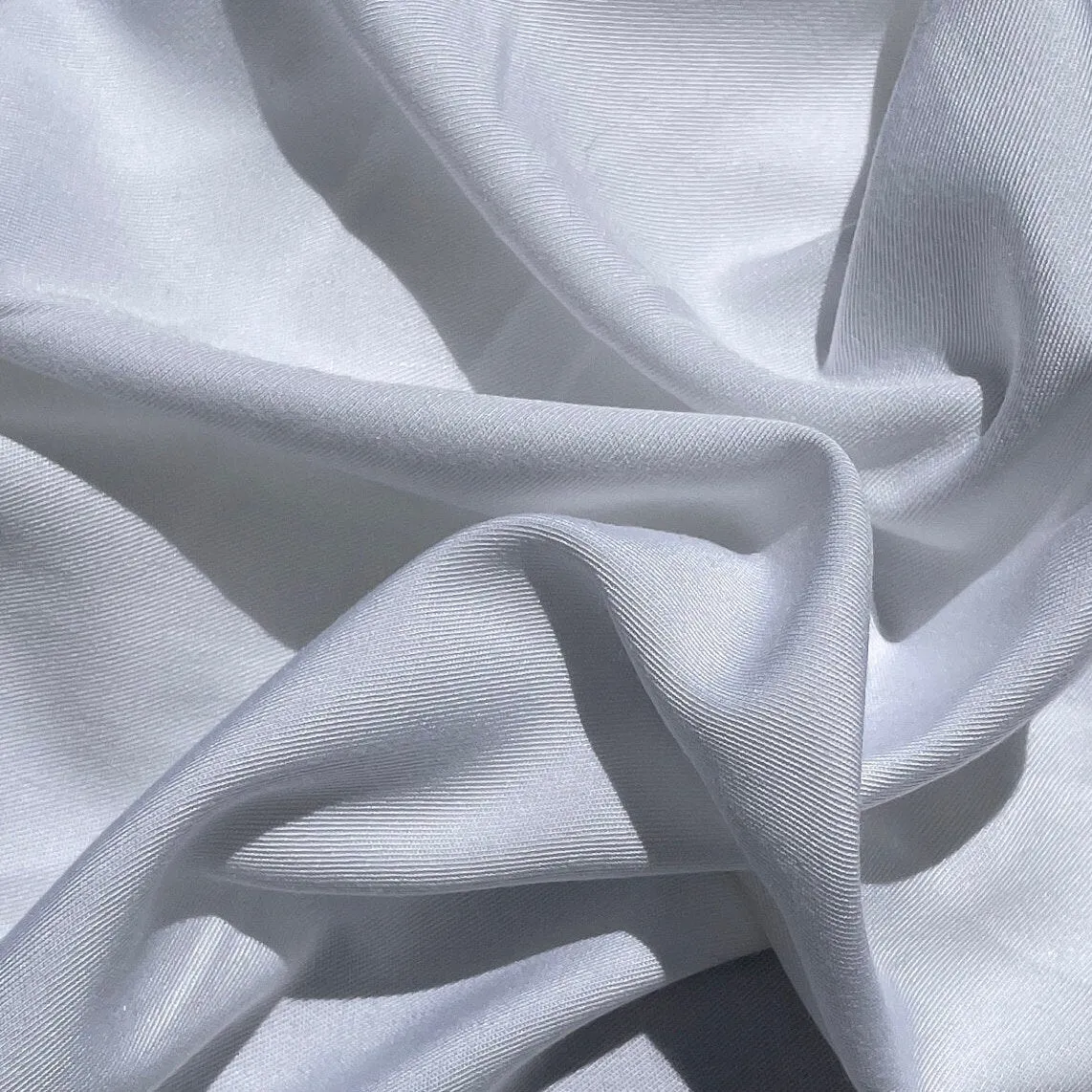 58" Rayon & Polyester Poly Blend Twill Gabardine White 7 OZ Woven Fabric by the Yard