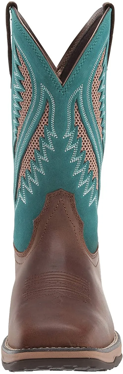 Ariat Women's Anthem Venttek Western Boot, Chocolate Chip/Turquoise