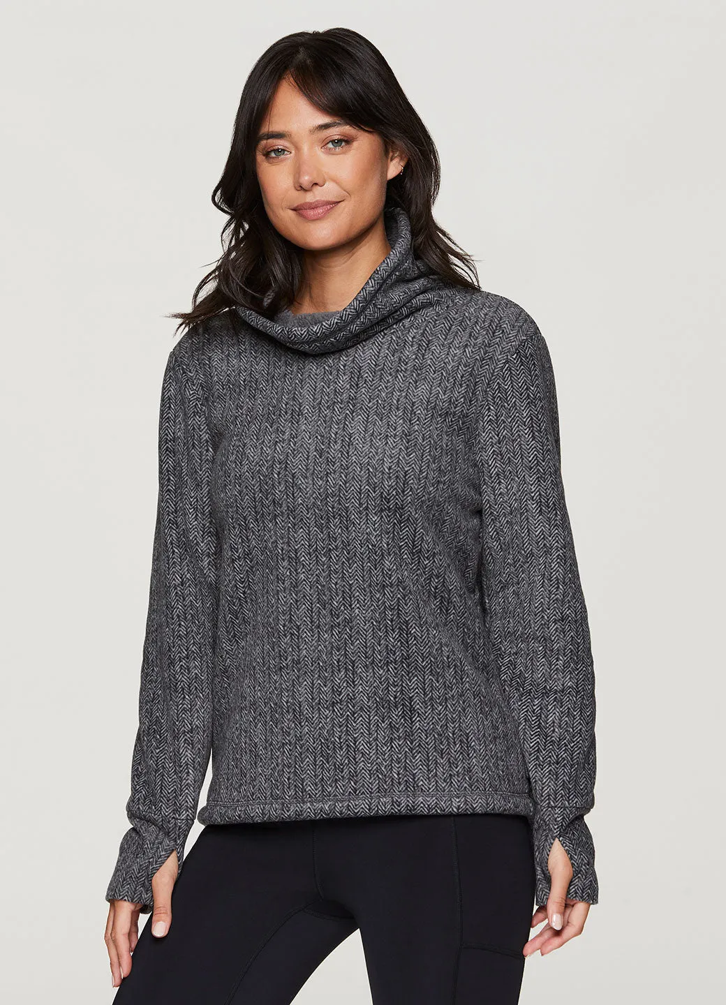 Aurora Sherpa Lined Herringbone Sweatshirt