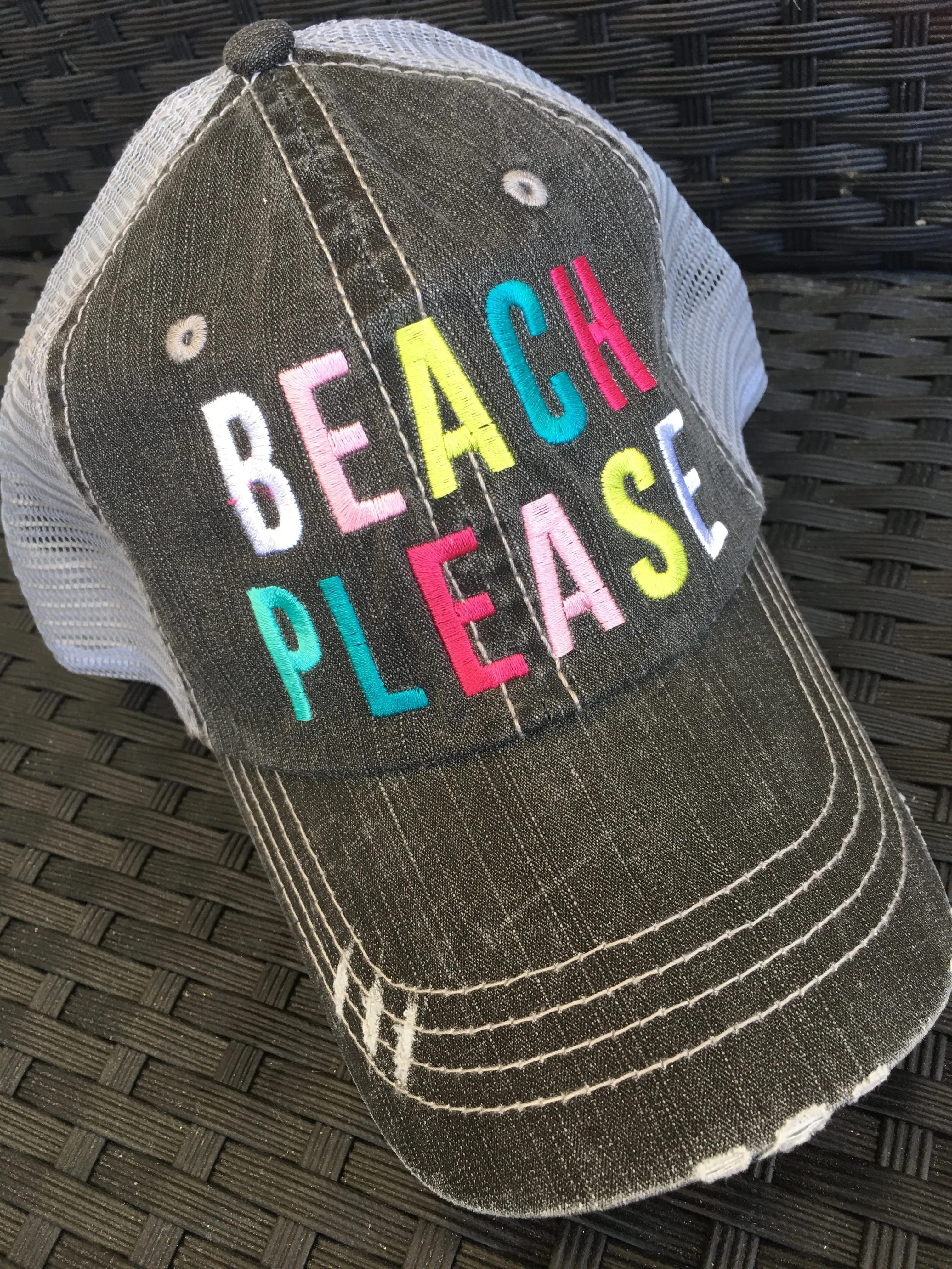 Beach vacation hats Girls weekend Beach hair dont care Beach bum Beach babe Beach please Embroidered distressed  Anchor Shells Sand