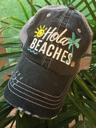 Beach vacation hats Girls weekend Beach hair dont care Beach bum Beach babe Beach please Embroidered distressed  Anchor Shells Sand