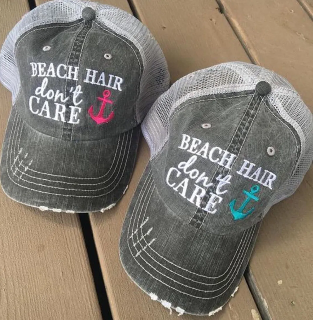 Beach vacation hats Girls weekend Beach hair dont care Beach bum Beach babe Beach please Embroidered distressed  Anchor Shells Sand