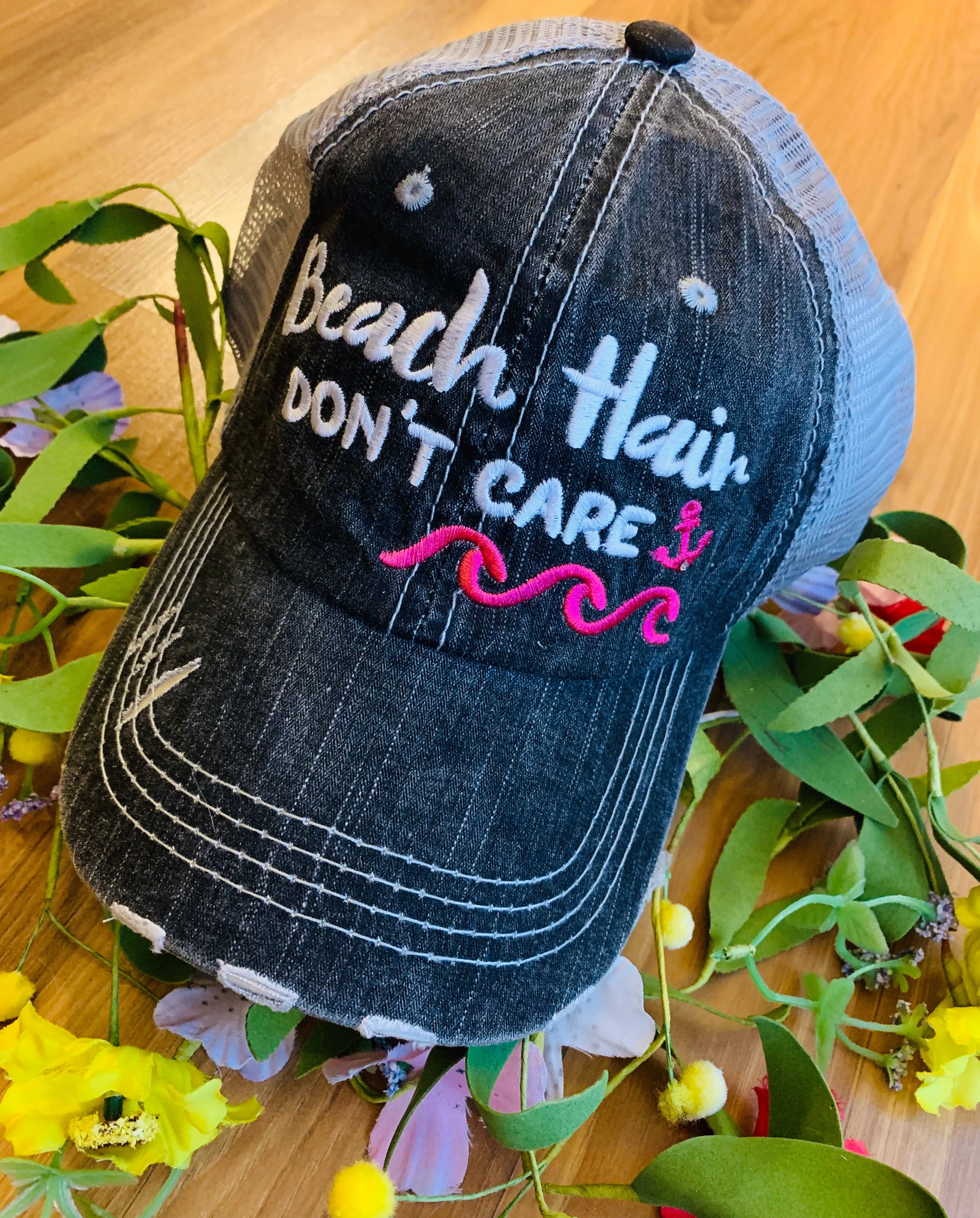 Beach vacation hats Girls weekend Beach hair dont care Beach bum Beach babe Beach please Embroidered distressed  Anchor Shells Sand