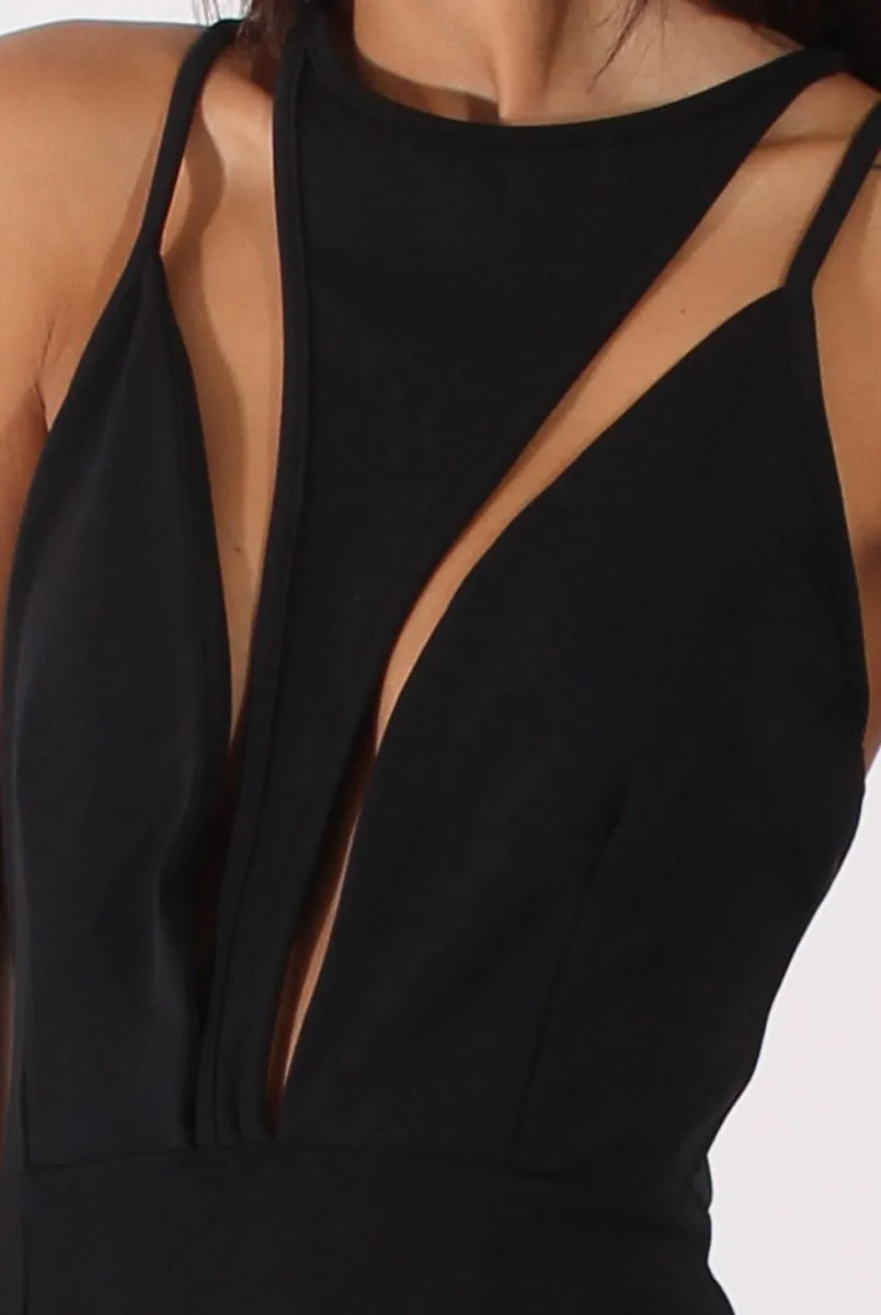 Black Cut Out Strappy Midi Dress - Lotus