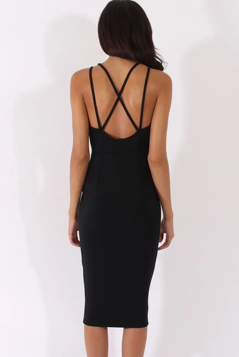 Black Cut Out Strappy Midi Dress - Lotus