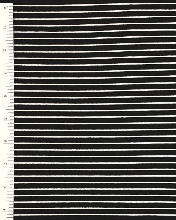 Black Natural Stretch Rayon Jersey Striped Knit Fabric