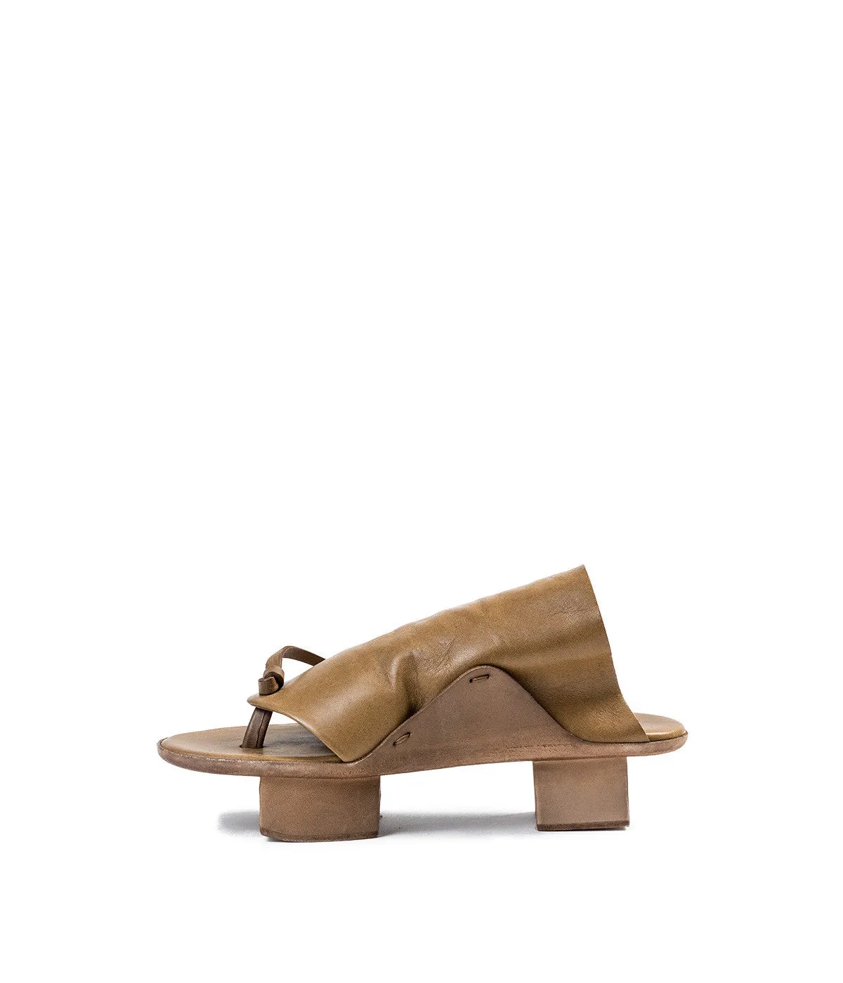 Brown Leather Geta Sandals