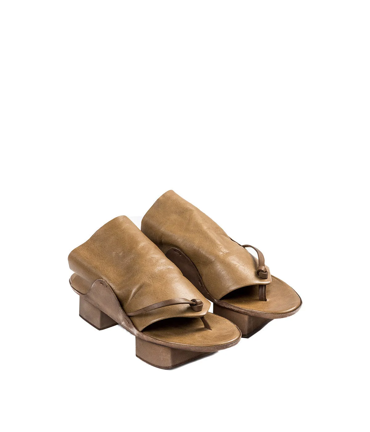 Brown Leather Geta Sandals