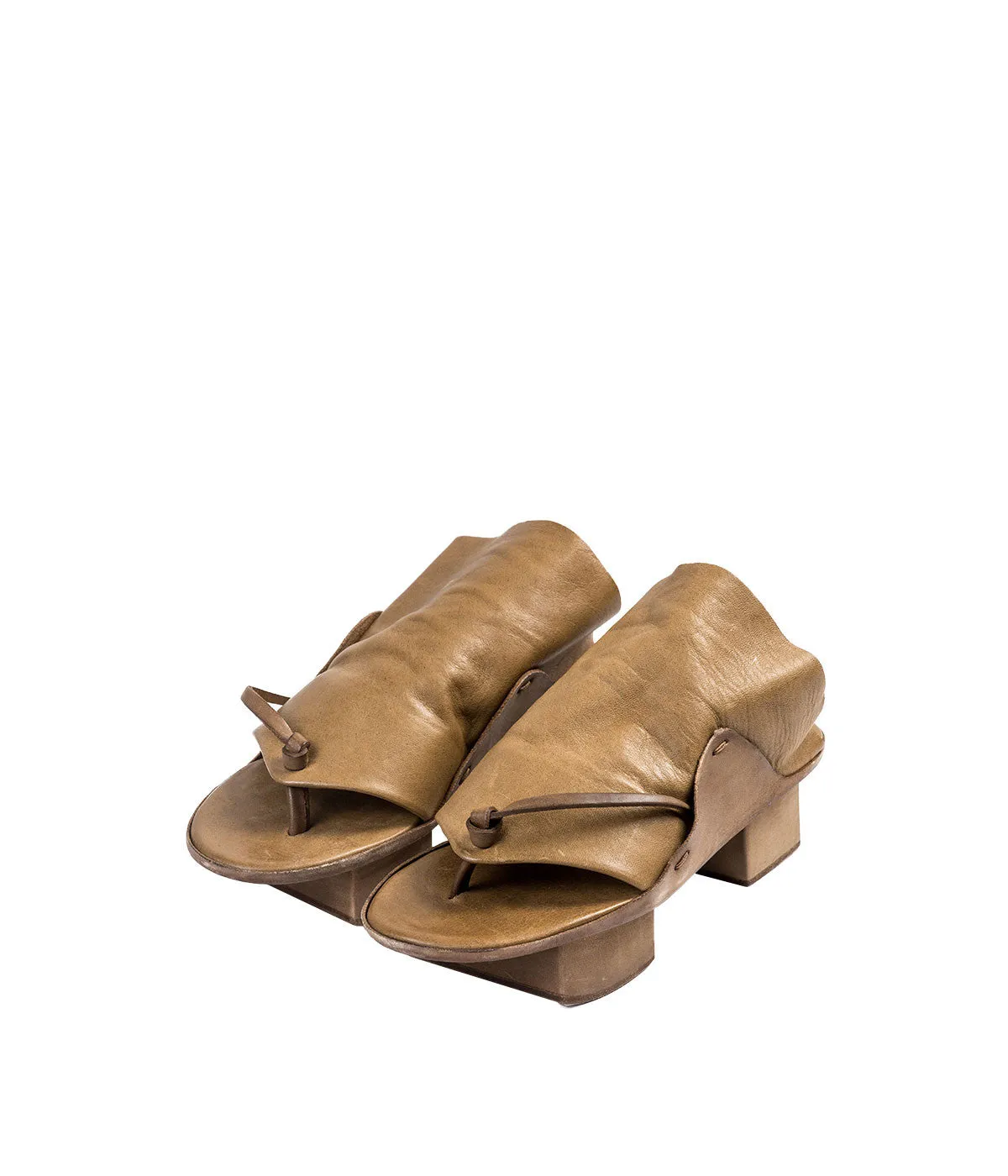 Brown Leather Geta Sandals