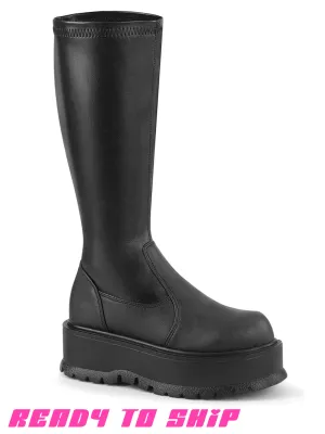 DEMONIA SLACKER-200 BOOTS - BLACK VEGAN LEATHER