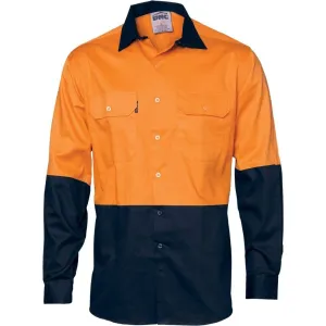 Dnc Workwear Hi-vis Cool-breeze Vertical Vented Long Sleeve Cotton Shirt - 3732