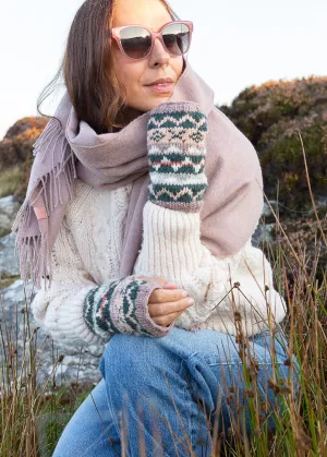 Fair Isle Wrist Warmers - Dusty Mauve