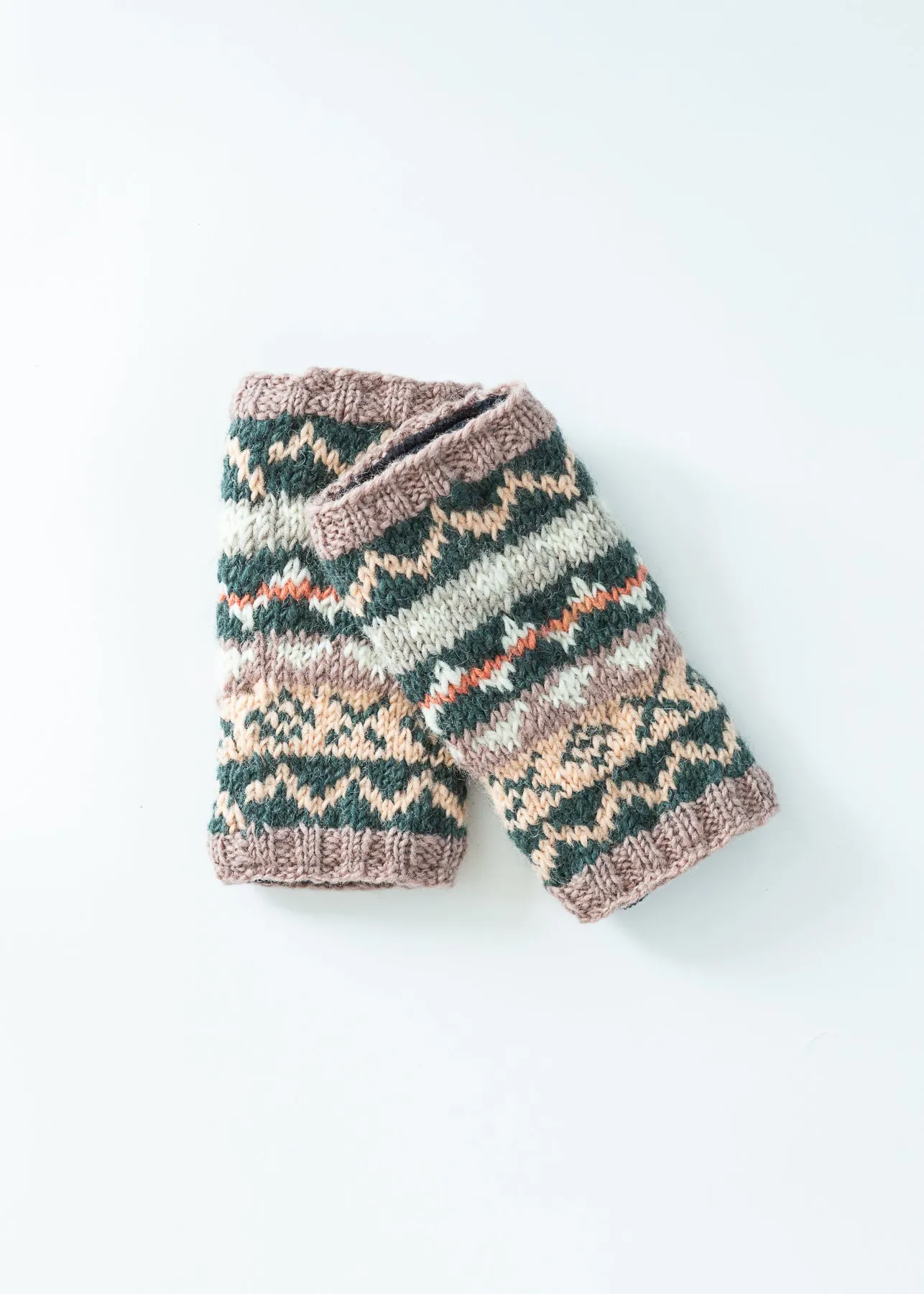 Fair Isle Wrist Warmers - Dusty Mauve