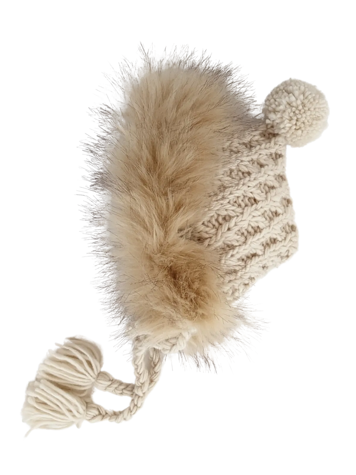 Fur Trimmed Bonnet, Natural