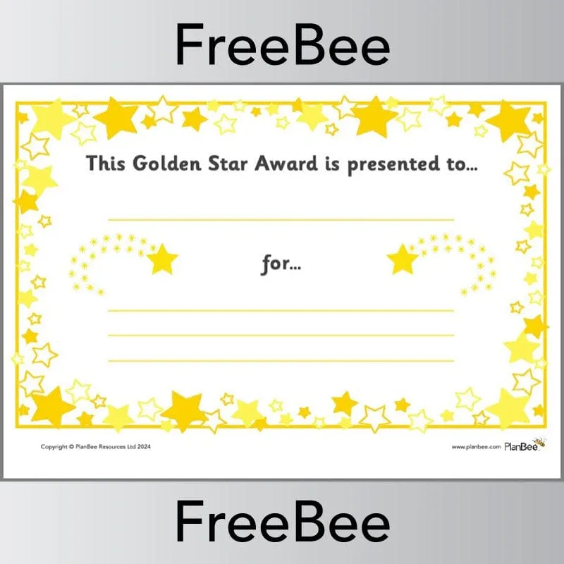 Golden Star Award Certificate