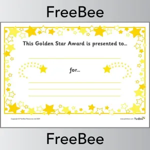 Golden Star Award Certificate