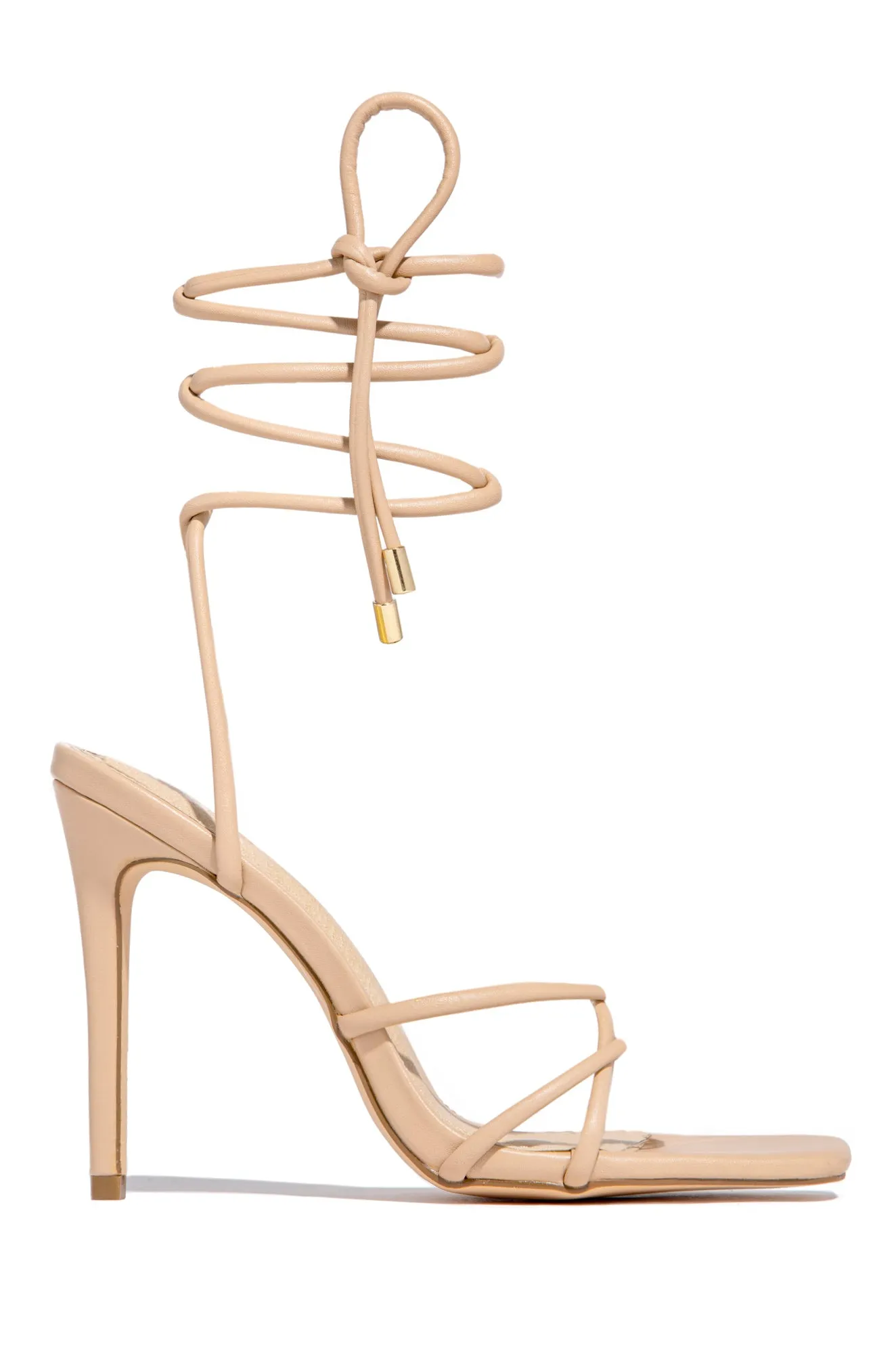 Holly Lace Up Strappy Heels - White