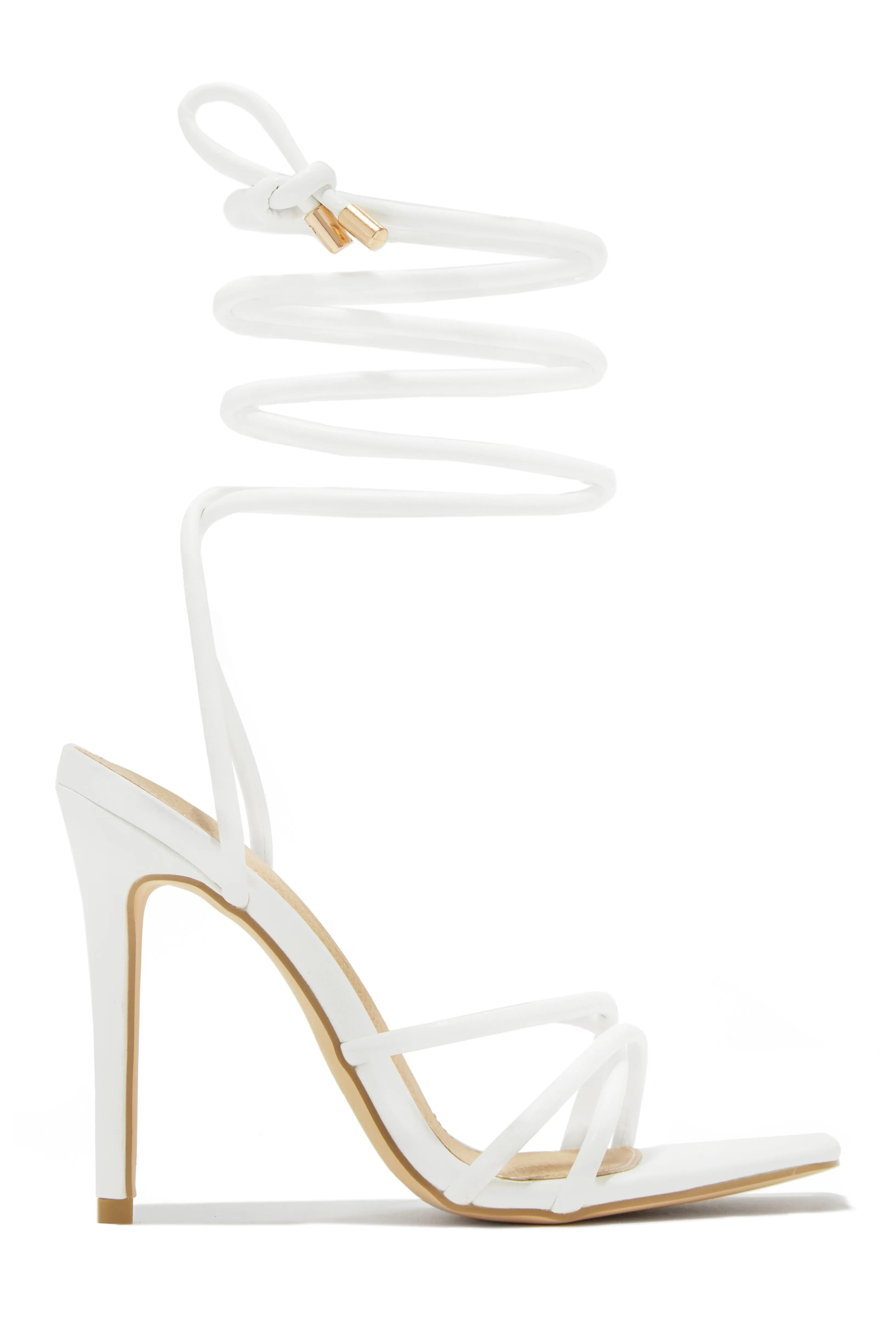 Holly Lace Up Strappy Heels - White