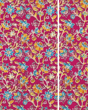 Hot Pink Floral Fabric | Multicolor Rayon Challis 58W