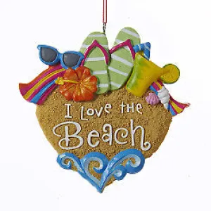 I Love The Beach Ornament