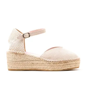 Java 22 Platform Wedge Espadrilles Beige