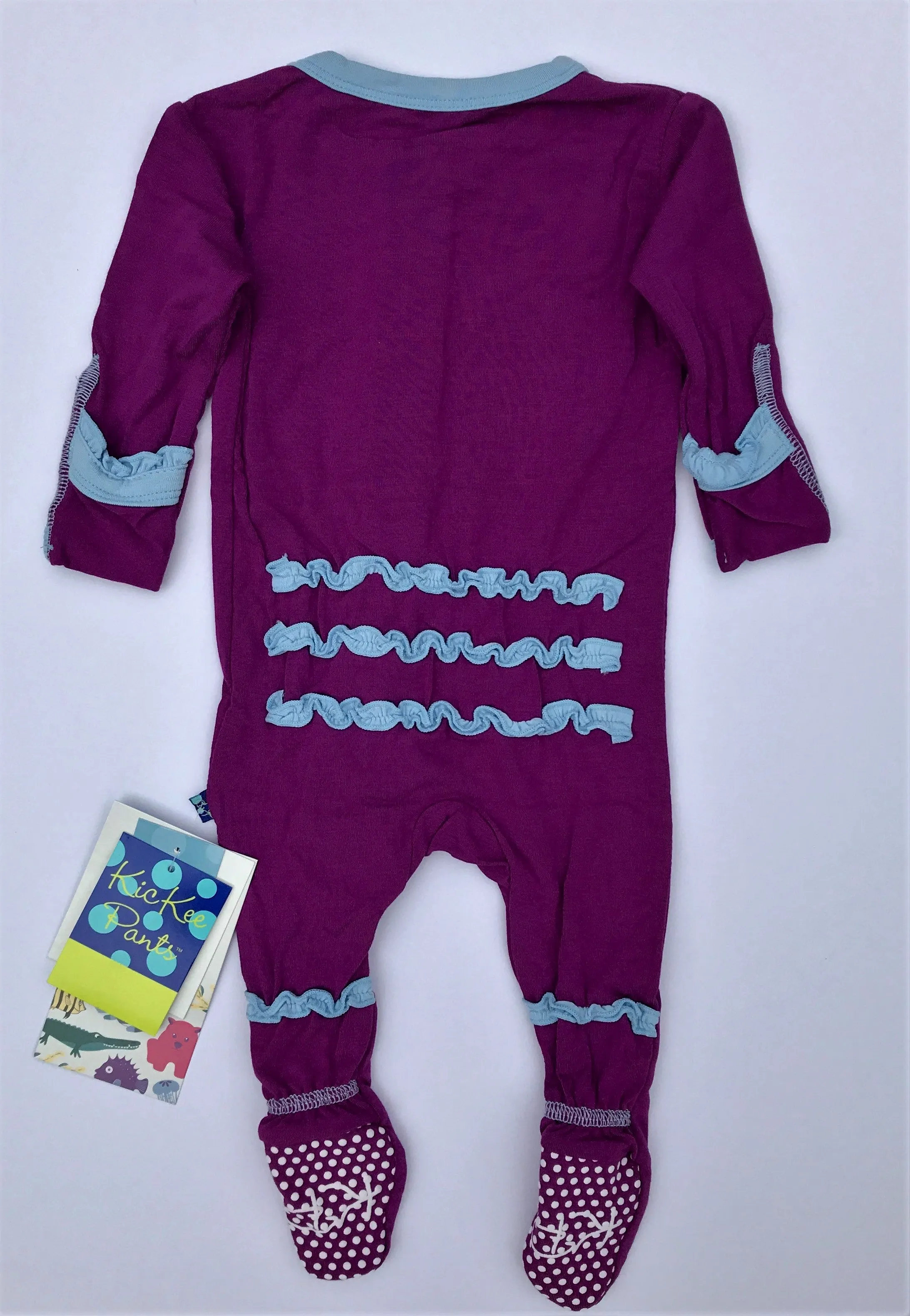 Kickee Pants Starfish With Pond Solid Muffin Ruffle Footie With Snaps