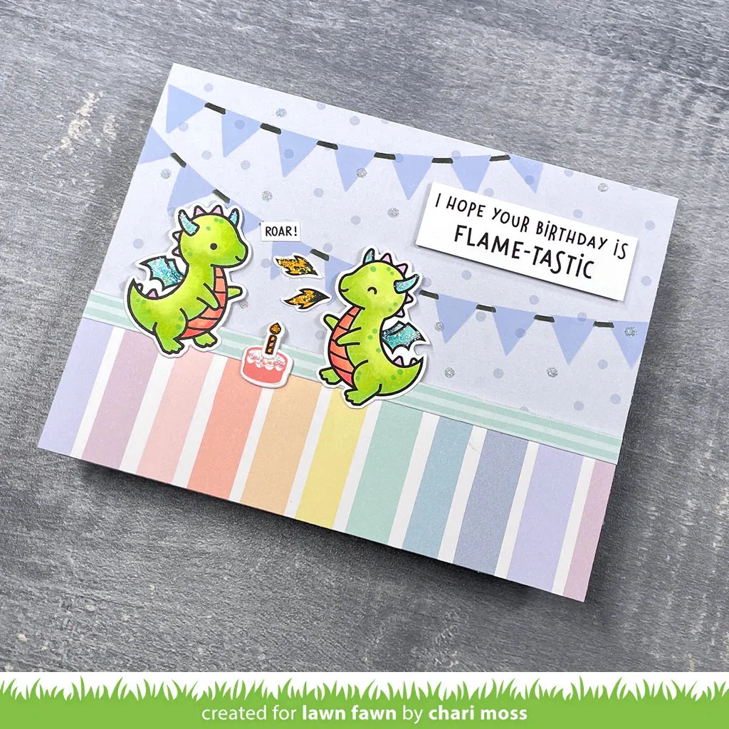 Lawn Fawn Clear Stamp Set - Little Dragon Flip-Flops