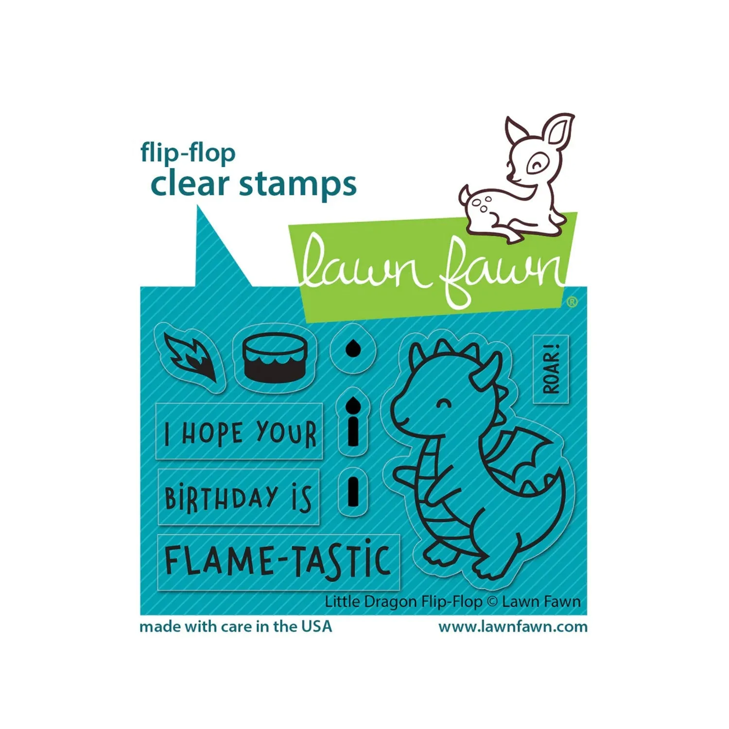 Lawn Fawn Clear Stamp Set - Little Dragon Flip-Flops