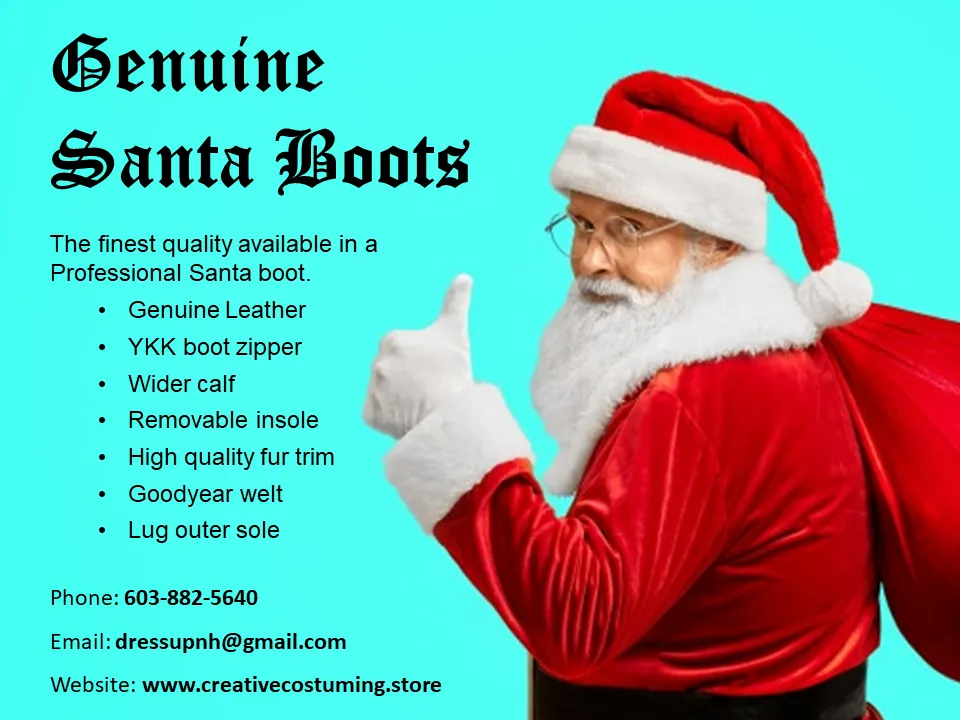 Leather Santa Boot / Professional Santa Boots / Wide Calf / Wide Width