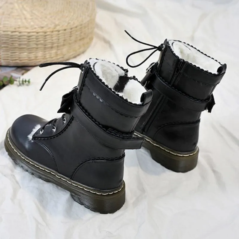 Love Heart Bow Strap Inner Fleece Martin Boots MK15452