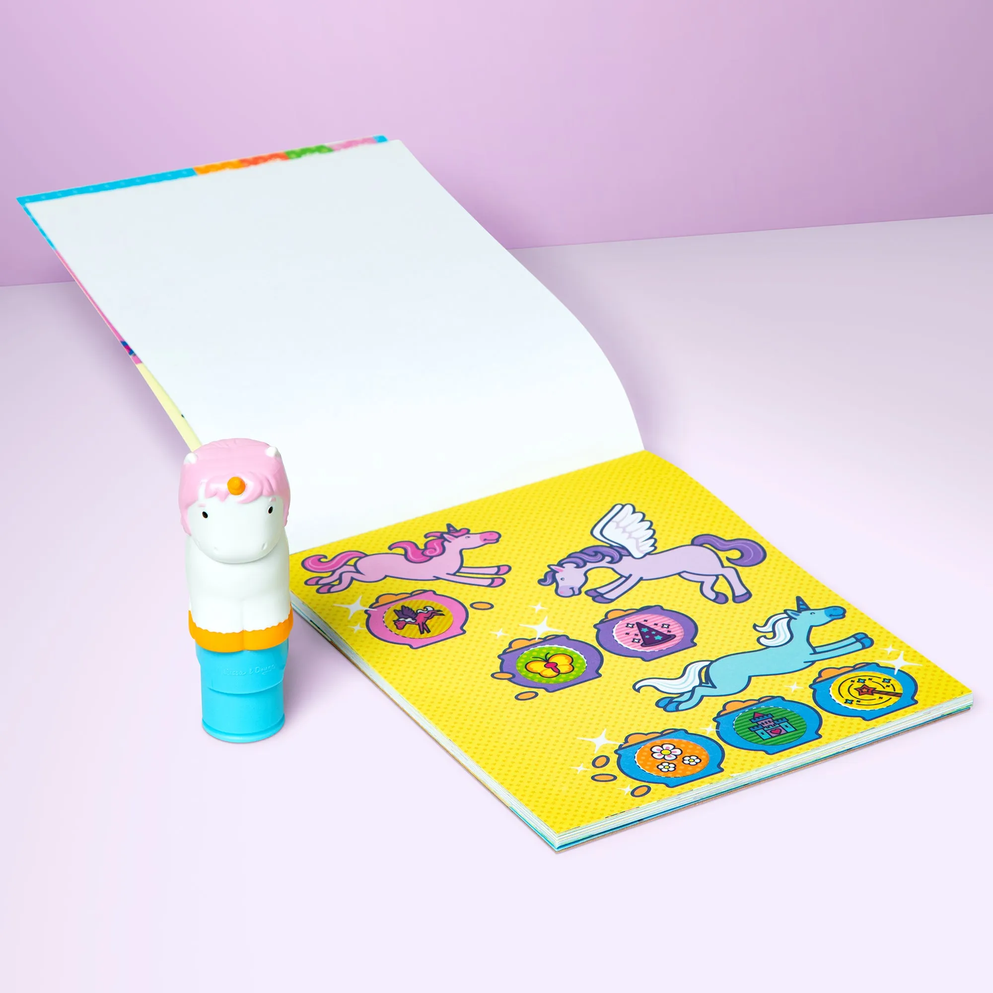 Melissa & Doug Sticker WOW!ª 24-Page Activity Pad and Sticker Stamper, 300 Stickers, Arts and Crafts Fidget Toy Collectible Character Ð Unicorn - FSC Certified