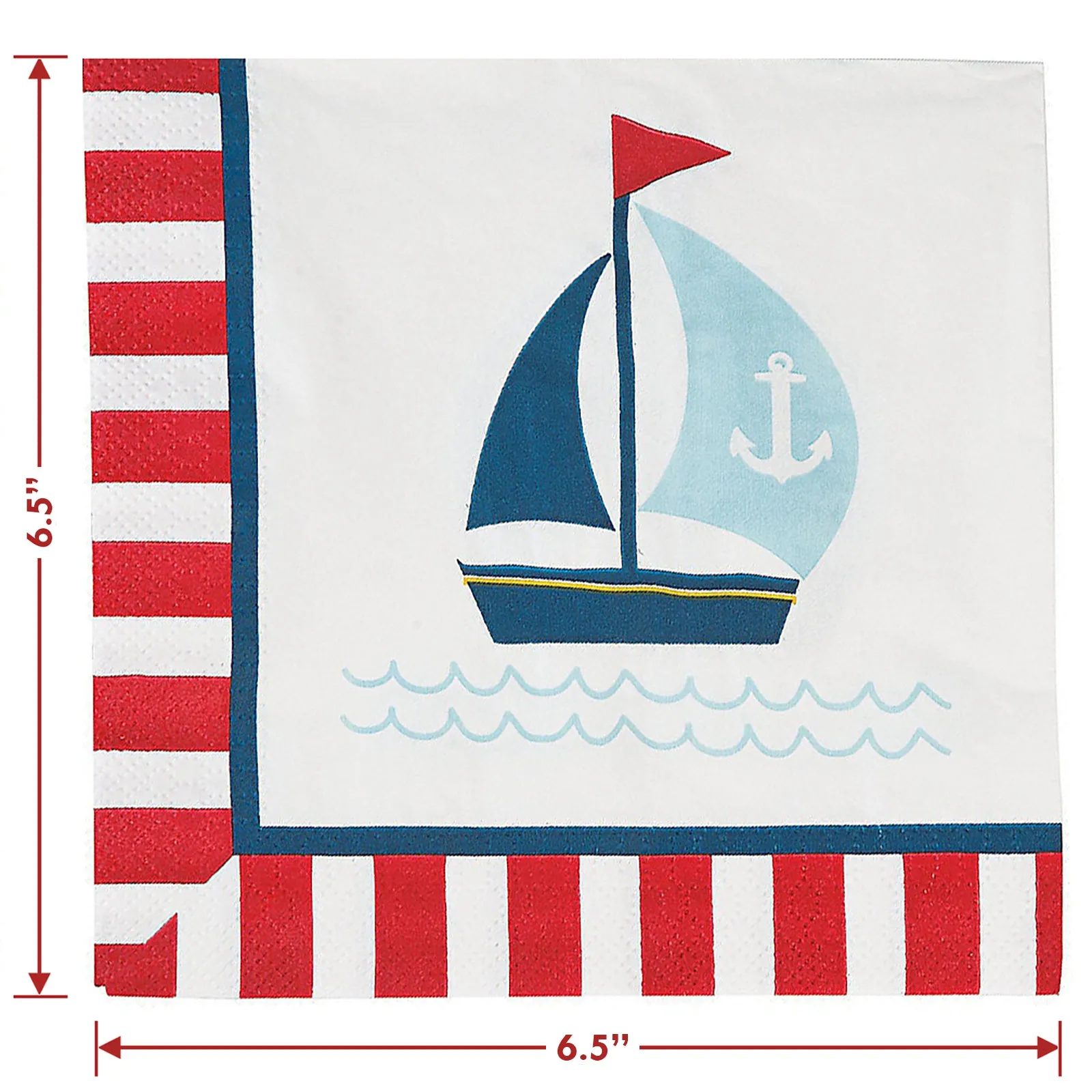 Nautical Party Supplies - Sailing Anchor Paper Dinner Plates, Luncheon Napkins, and Forks (Serves 16)