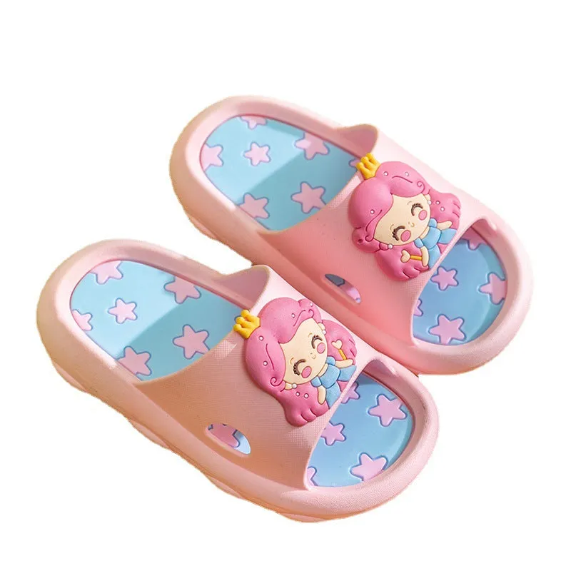 New Summer Princess Cartoon Middle Children's Slip-On Non-Slip Bathroom Big Children's Household Baby Children's Sandals and Slippers