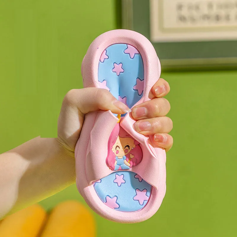 New Summer Princess Cartoon Middle Children's Slip-On Non-Slip Bathroom Big Children's Household Baby Children's Sandals and Slippers