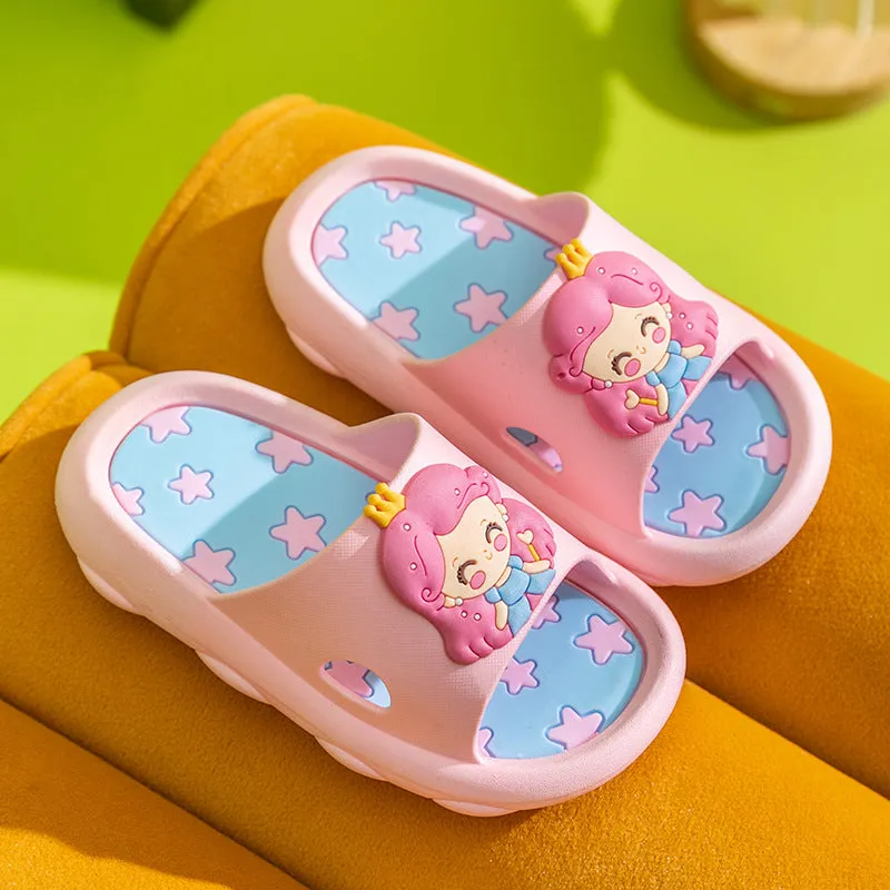 New Summer Princess Cartoon Middle Children's Slip-On Non-Slip Bathroom Big Children's Household Baby Children's Sandals and Slippers