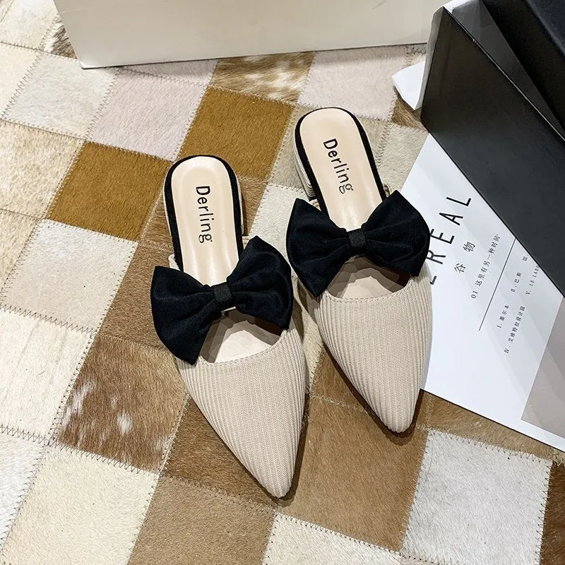 New Summer Thick-heel Pointed Sandals Lazy Mules