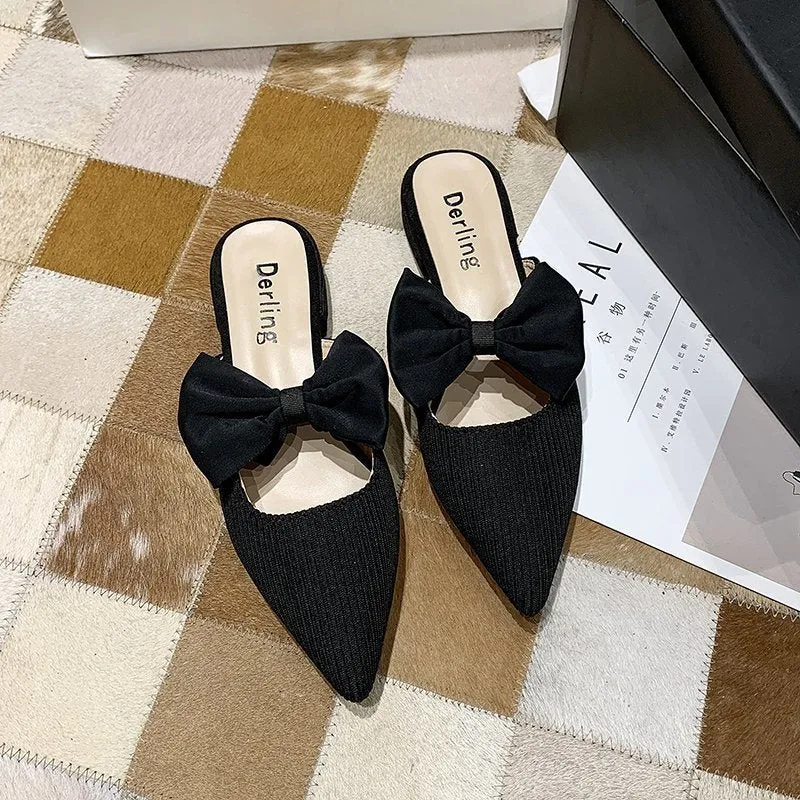 New Summer Thick-heel Pointed Sandals Lazy Mules