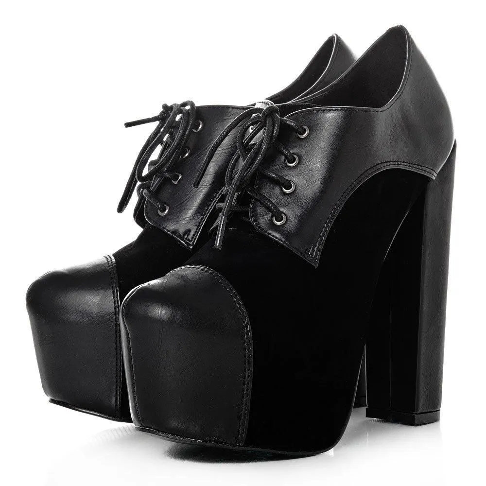 Phoenix Concealed Platform Lace Up High Heeled Shoe Boot