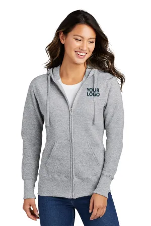 Port & Company Ladies Core Fleece Branded Zip Hoodies, Athletic Heather