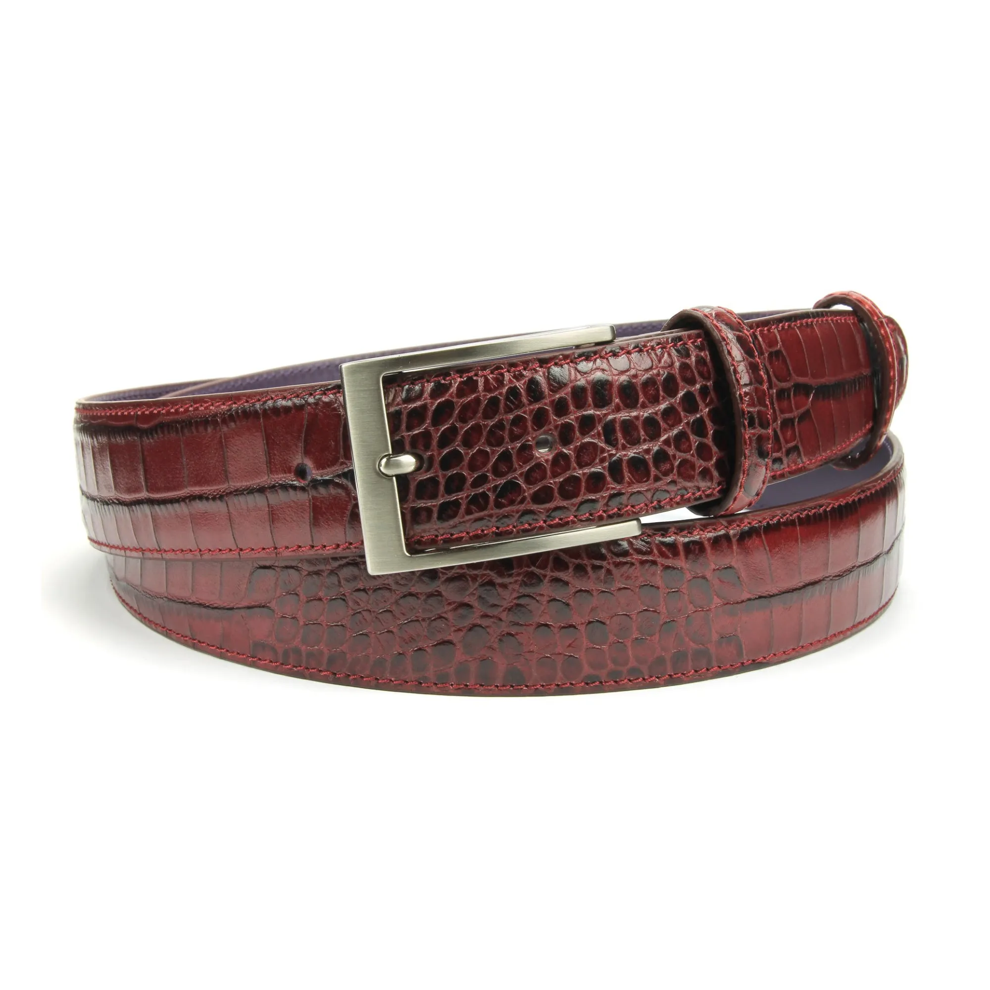 Rich Burgundy Classic Mock Croc Belt