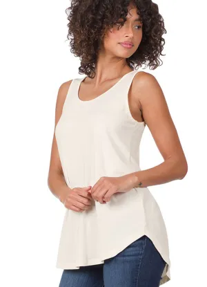 Sleevless round Hem Top in Ivory by Zenana