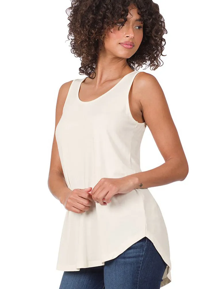 Sleevless round Hem Top in Ivory by Zenana