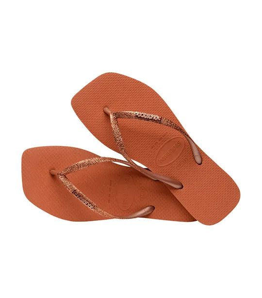 Slim Square Glitter Flip Flops Cerraddo Orange