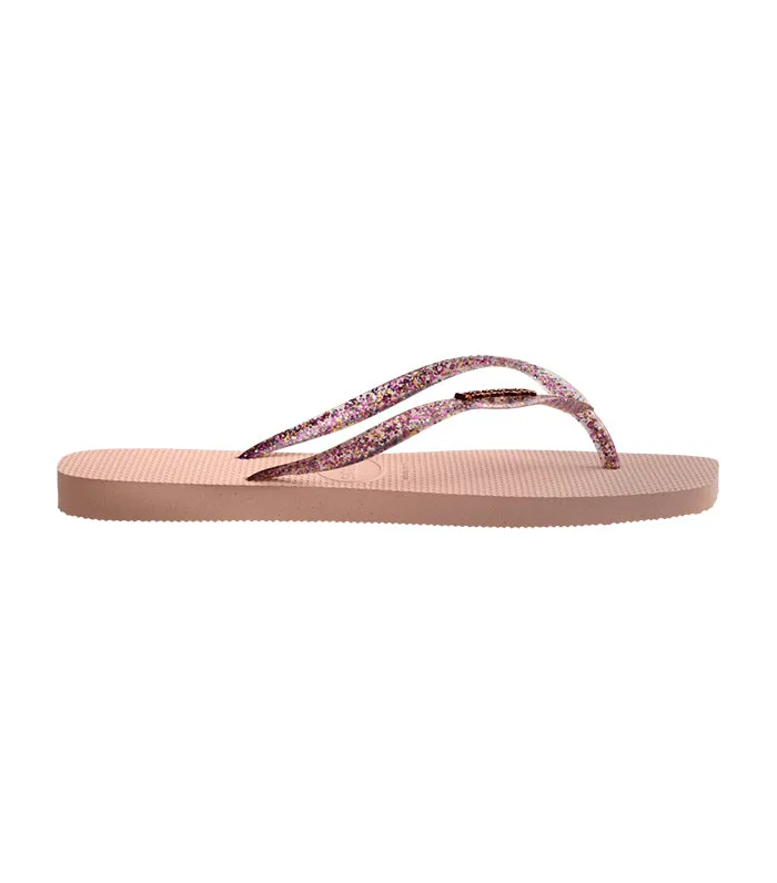 Slim Square Logo Metallic Flip Flops Ballet Rose