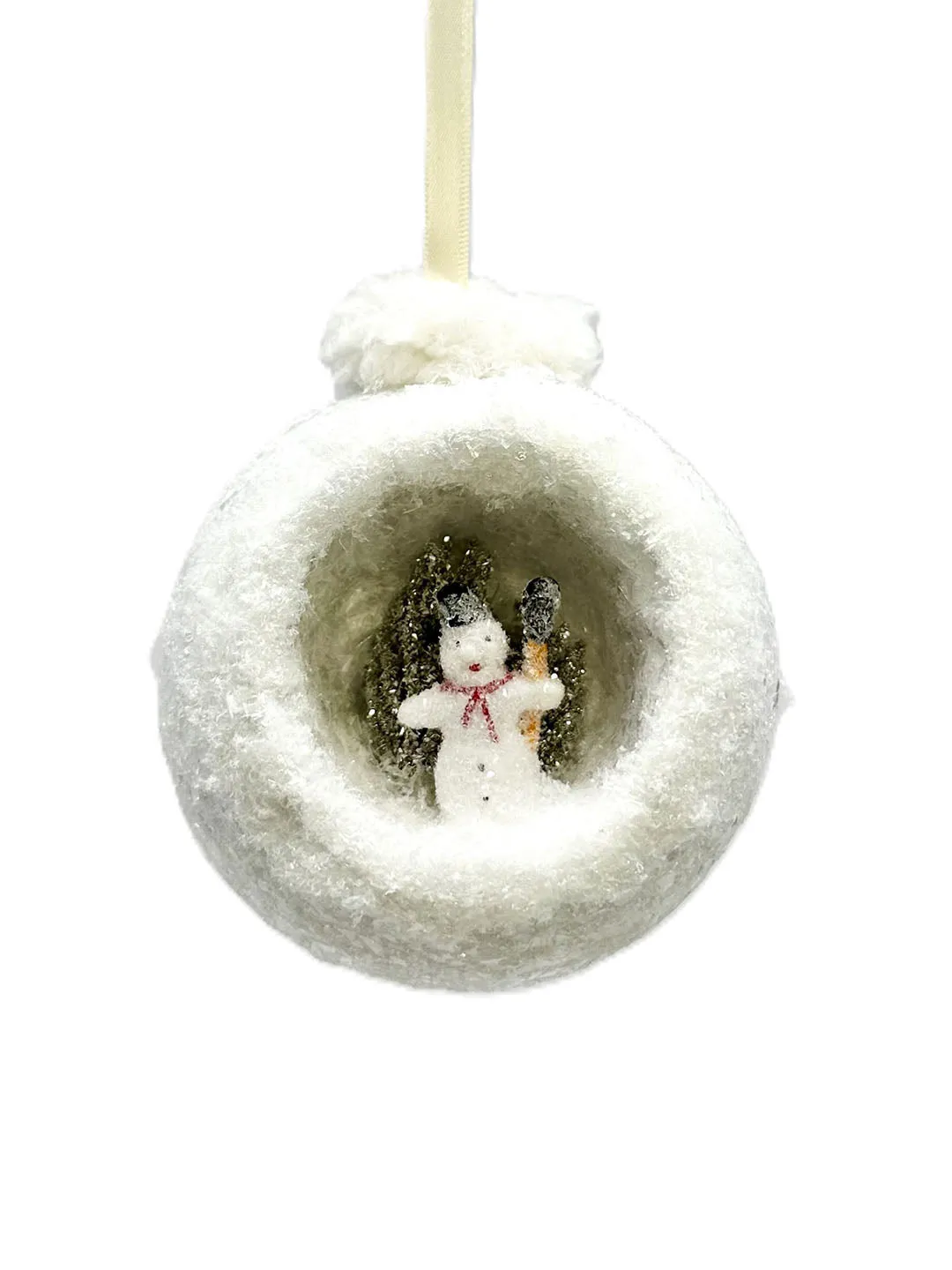 Snowman Peek-A-Boo Ornament, White, Small