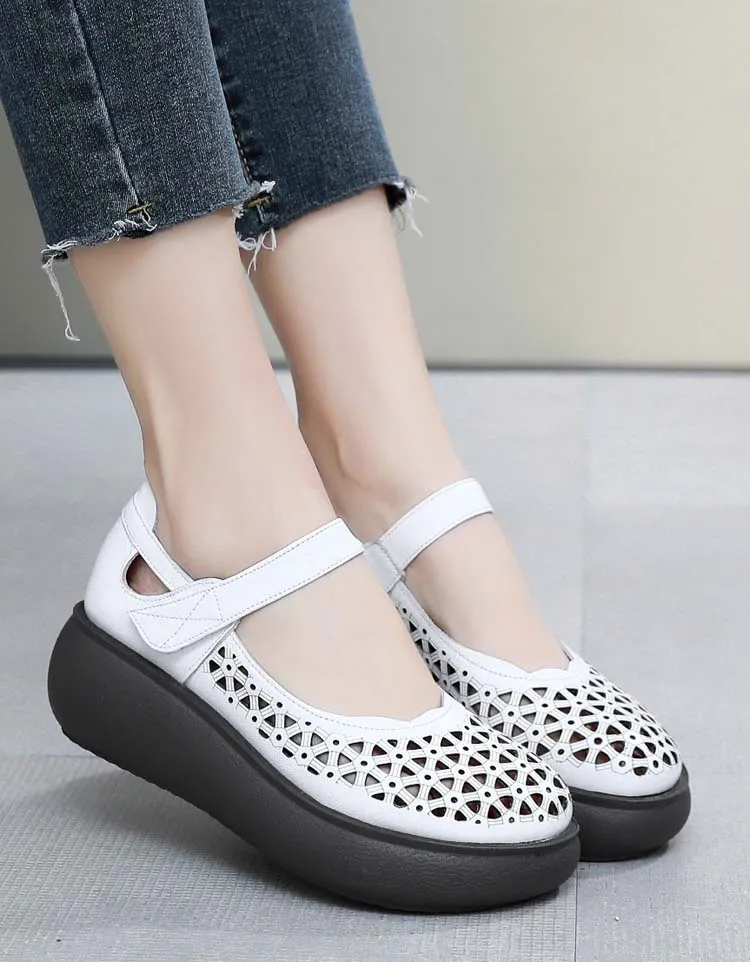 Summer Large Size Hollow Retro Wedge Sandals