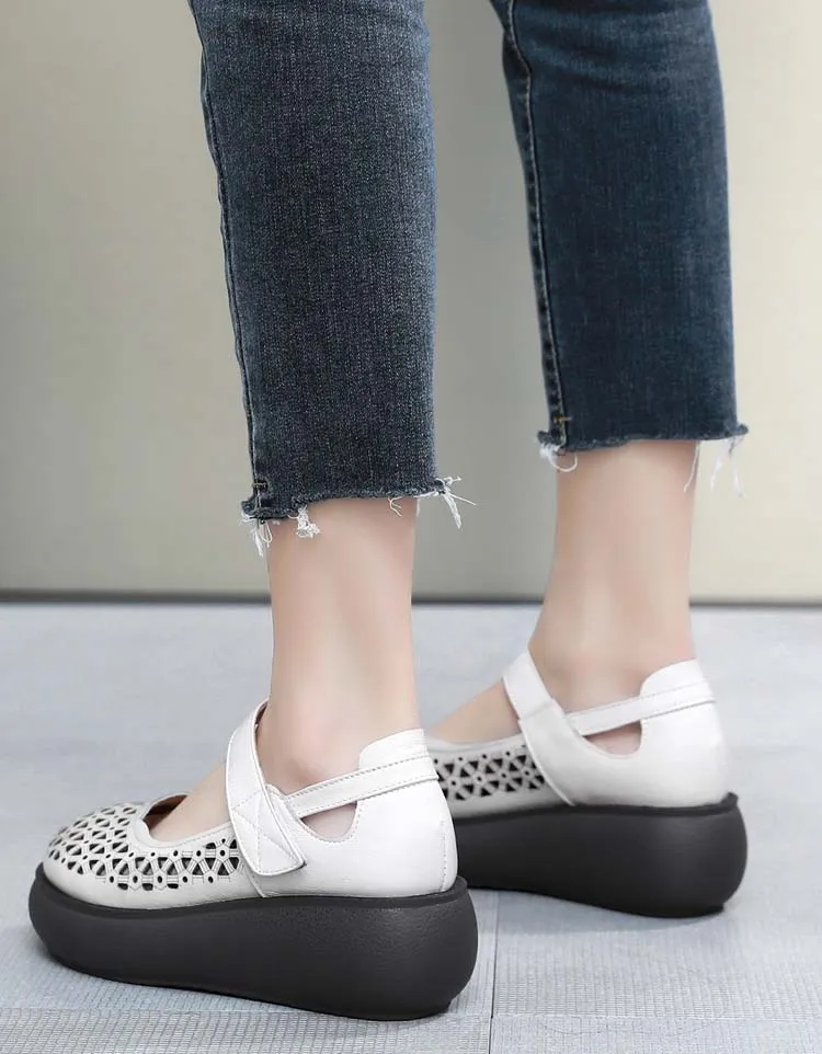 Summer Large Size Hollow Retro Wedge Sandals